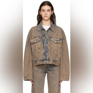 Acne Studios Signature Unisex Denim Trucker Jacket - Light Pink/Grey Size 10 NWT